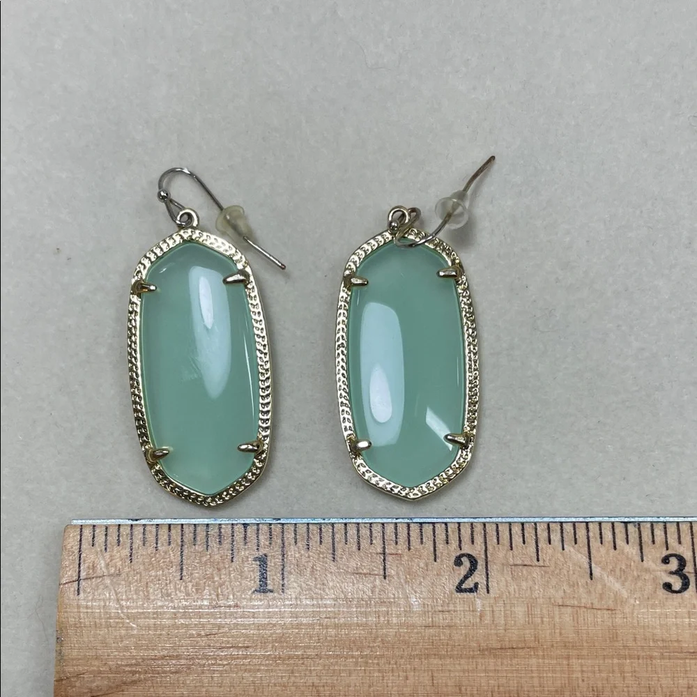 Kendra Scott Gold and Mint Green Earrings - Picture 3 of 4